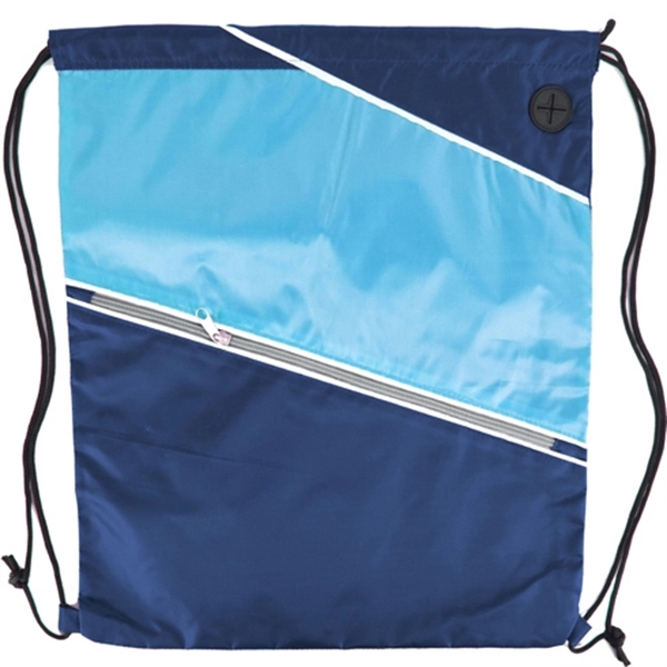 Tri color Front Zipper Drawstring Backpack w/ Headphone Jack - Image 12