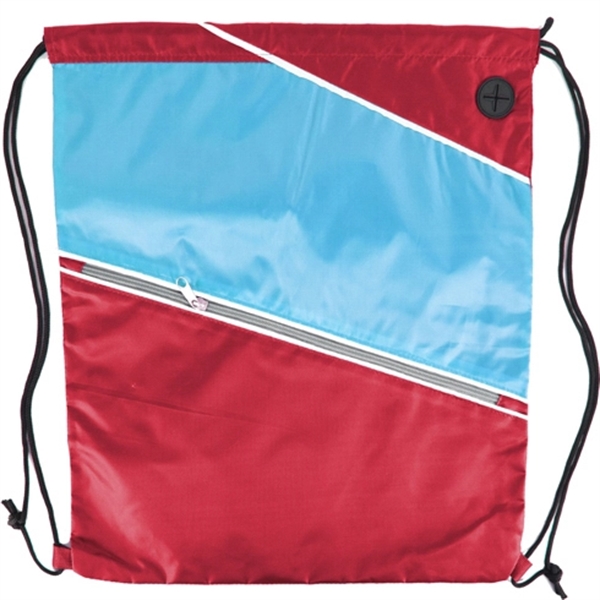 Tri color Front Zipper Drawstring Backpack w/ Headphone Jack - Image 14