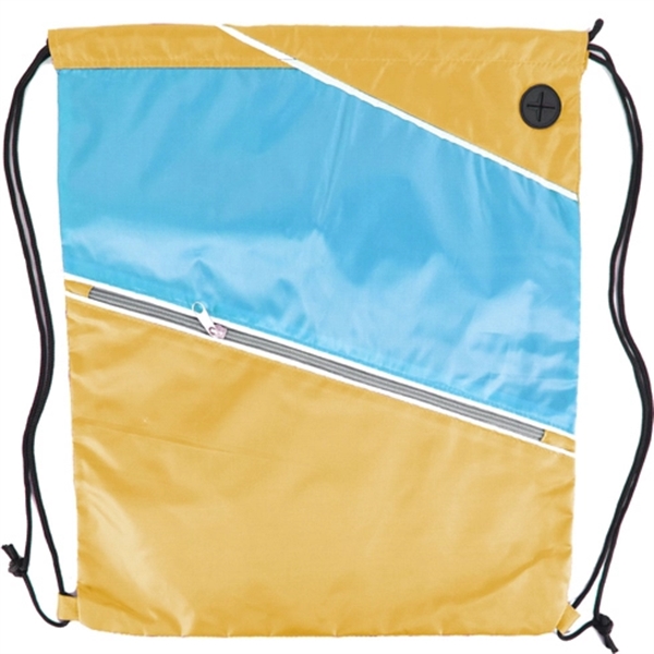 Tri color Front Zipper Drawstring Backpack w/ Headphone Jack - Image 16
