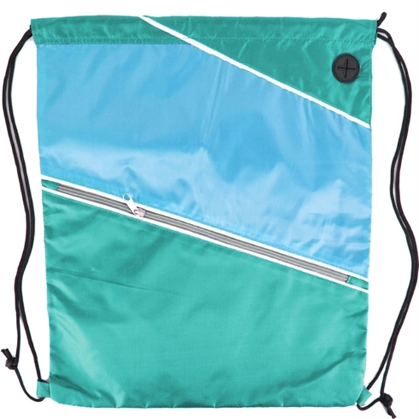 Tri color Front Zipper Drawstring Backpack w/ Headphone Jack - Image 18