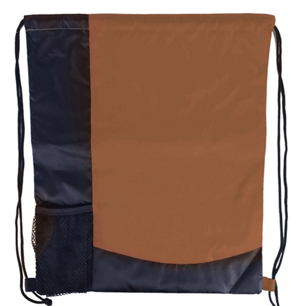 Two Tone Sports Pack Nylon Drawstring Backpack - Image 3