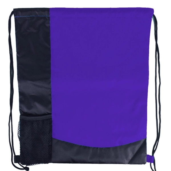 Two Tone Sports Pack Nylon Drawstring Backpack - Image 5