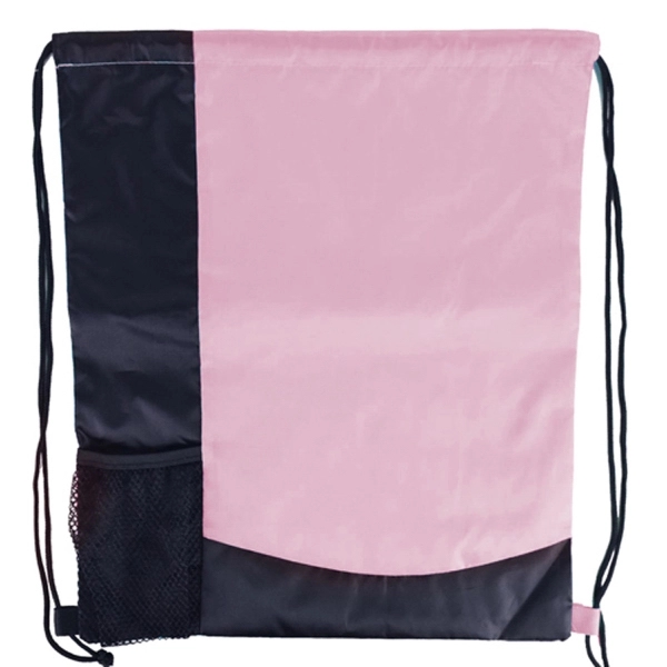 Two Tone Sports Pack Nylon Drawstring Backpack - Image 12