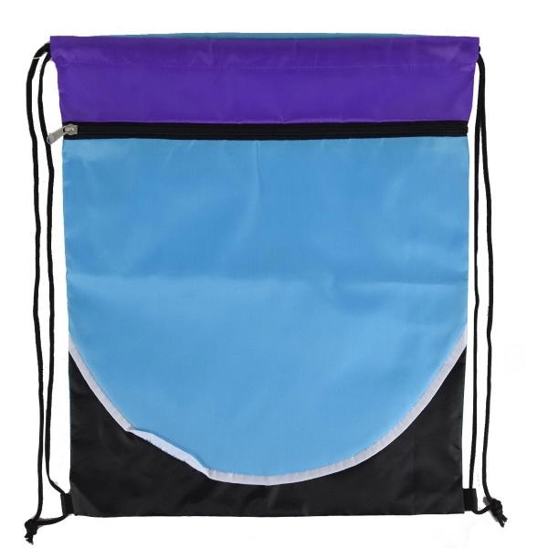 Multi Color Drawstring Bag with Zipper - Image 2