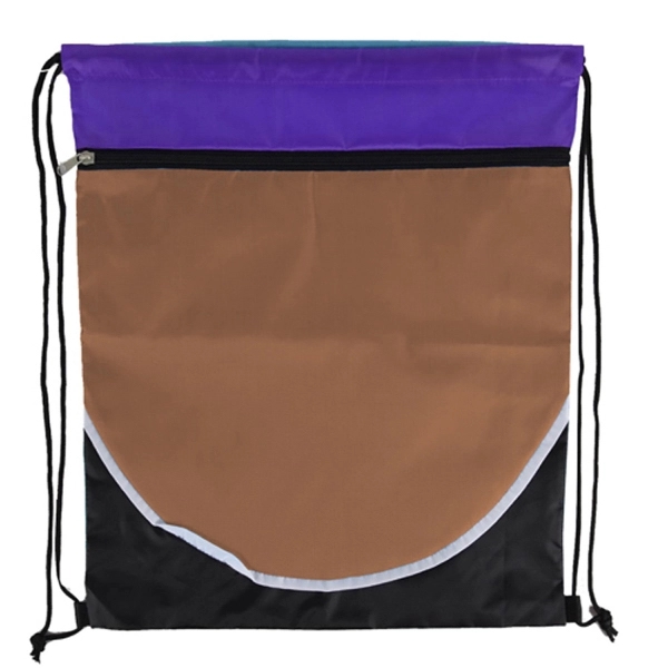 Multi Color Drawstring Bag with Zipper - Image 4