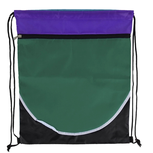 Multi Color Drawstring Bag with Zipper - Image 5