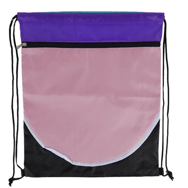 Multi Color Drawstring Bag with Zipper - Image 13