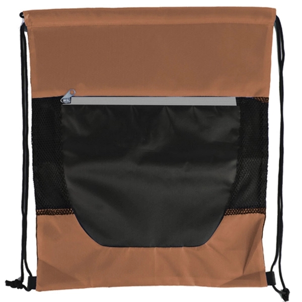 Tri Color Front Zipper Drawstring Bag - Image 3