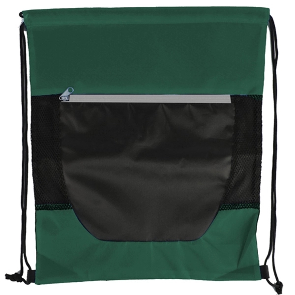 Tri Color Front Zipper Drawstring Bag - Image 4