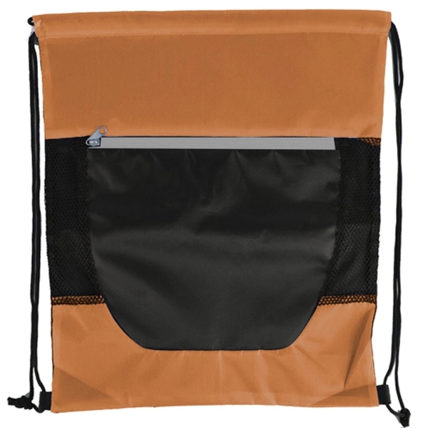 Tri Color Front Zipper Drawstring Bag - Image 7