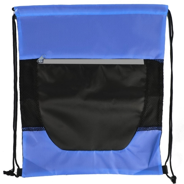 Tri Color Front Zipper Drawstring Bag - Image 8
