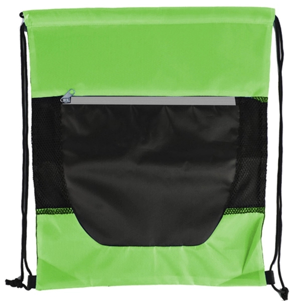 Tri Color Front Zipper Drawstring Bag - Image 9