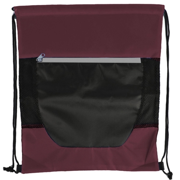 Tri Color Front Zipper Drawstring Bag - Image 10