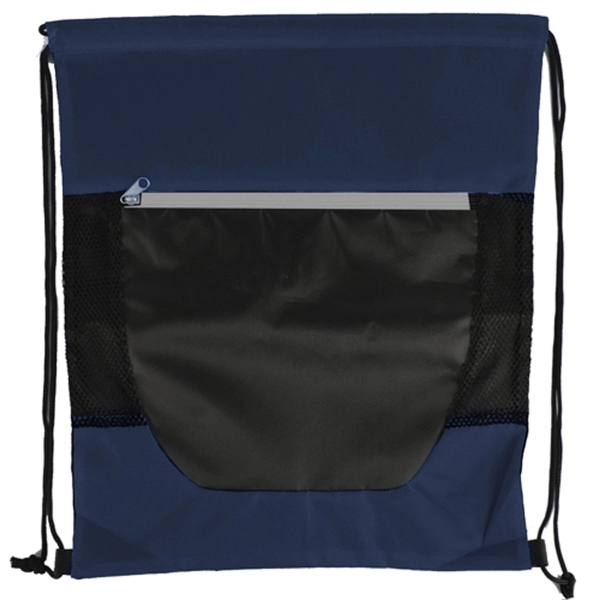 Tri Color Front Zipper Drawstring Bag - Image 11
