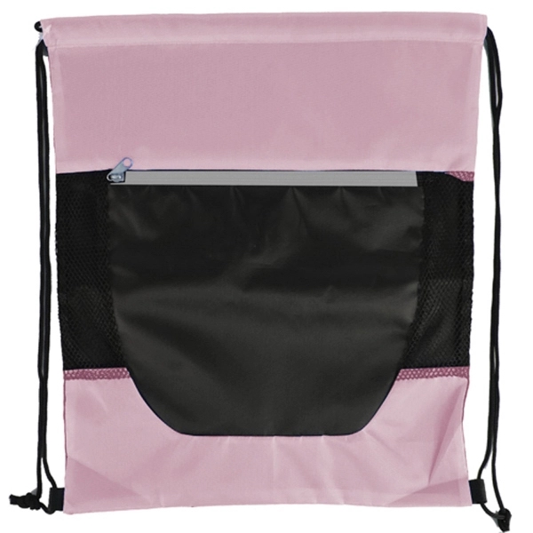 Tri Color Front Zipper Drawstring Bag - Image 12