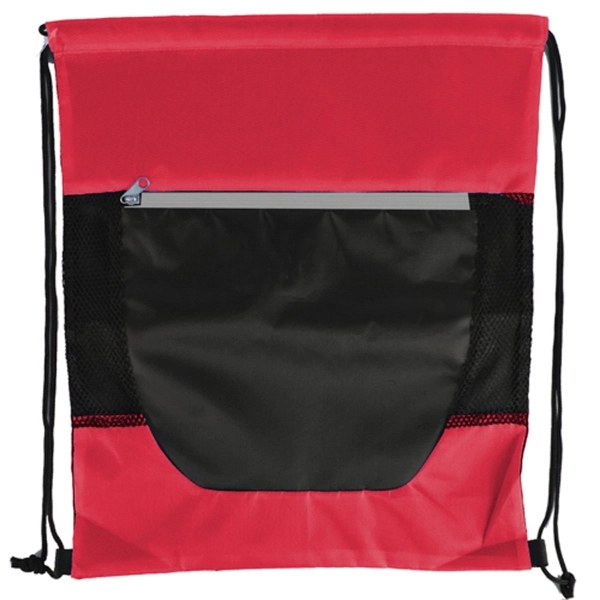 Tri Color Front Zipper Drawstring Bag - Image 13