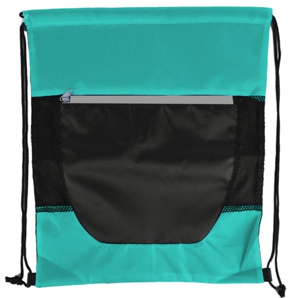 Tri Color Front Zipper Drawstring Bag - Image 14