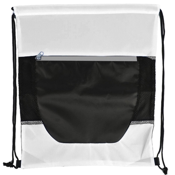 Tri Color Front Zipper Drawstring Bag - Image 15
