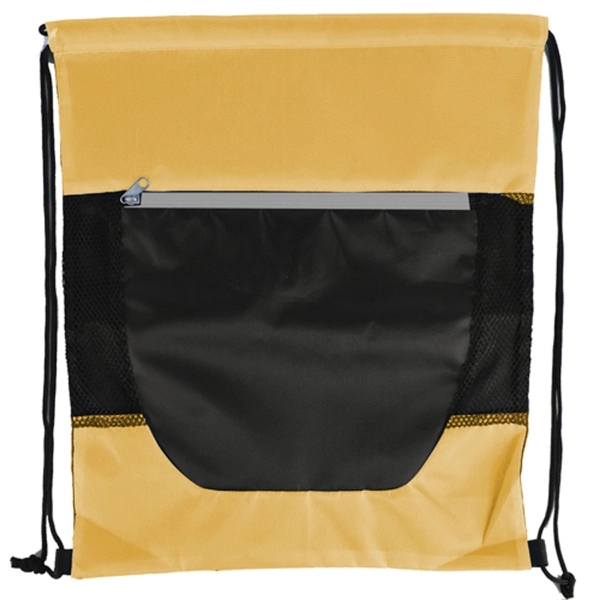 Tri Color Front Zipper Drawstring Bag - Image 16