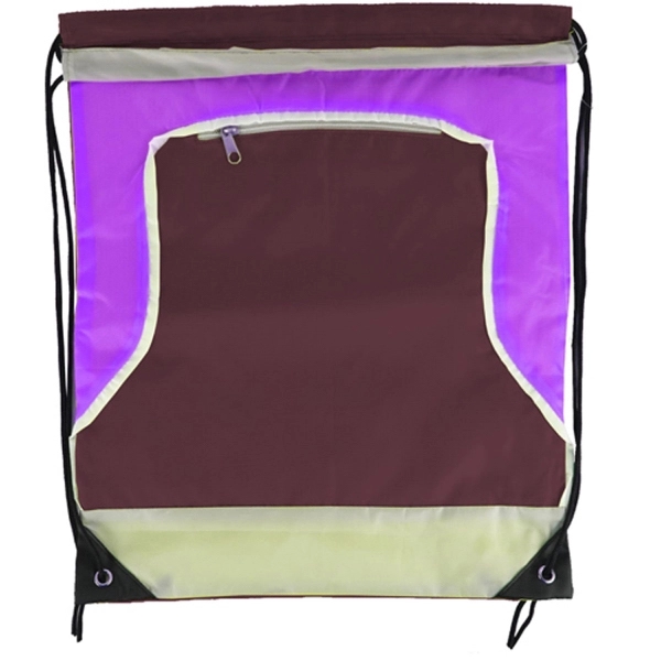 Front Zipper Tri Color Drawstring Bag - Image 11