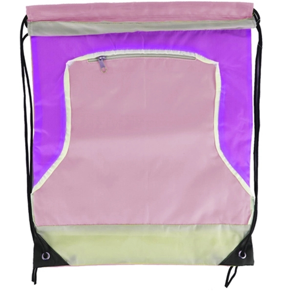 Front Zipper Tri Color Drawstring Bag - Image 13