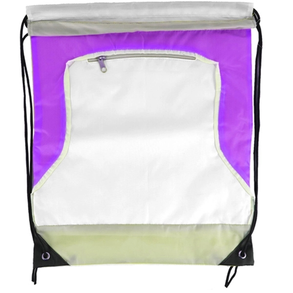 Front Zipper Tri Color Drawstring Bag - Image 17