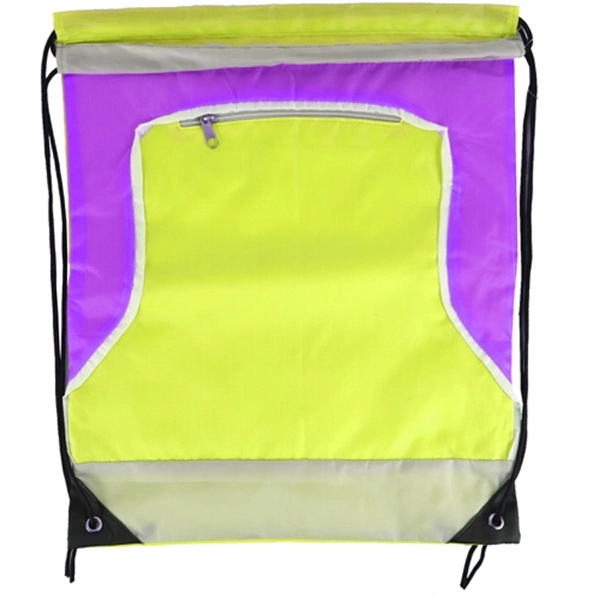 Front Zipper Tri Color Drawstring Bag - Image 18