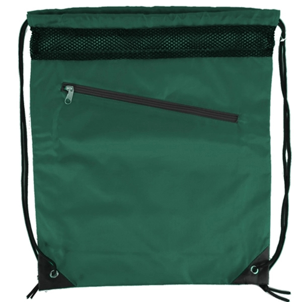 Single Color with Zipper Drawstring Bag - Image 4