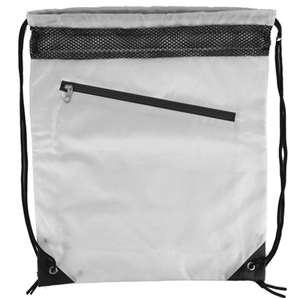 Single Color with Zipper Drawstring Bag - Image 6