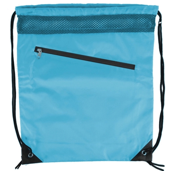 Single Color with Zipper Drawstring Bag - Image 8