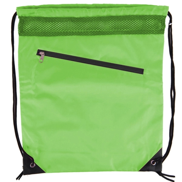 Single Color with Zipper Drawstring Bag - Image 9