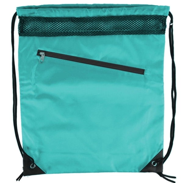 Single Color with Zipper Drawstring Bag - Image 15