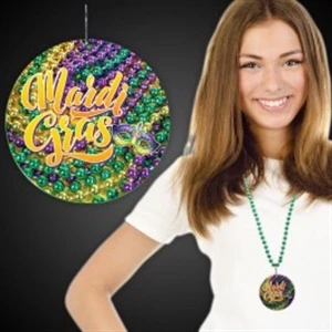 Mardi Gras Beads Plastic Medallions - 2 1/2"