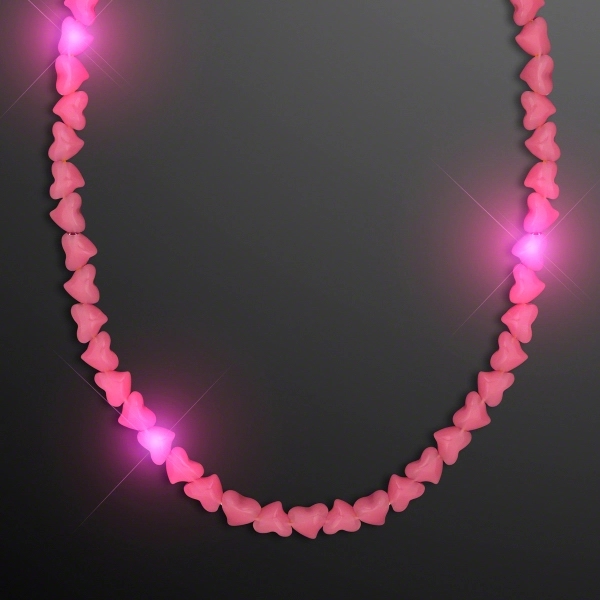 LED Pink Heart Beaded Necklaces - Image 1