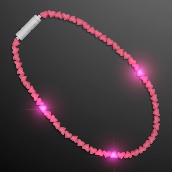 LED Pink Heart Beaded Necklaces - Image 2