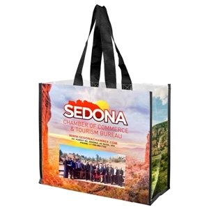 Wendy Full Color Laminated Woven Wrap Tote and Shopping Bag