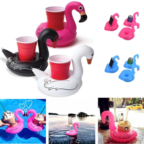 Inflatable Floating Flamingo Cup Holder - Image 1