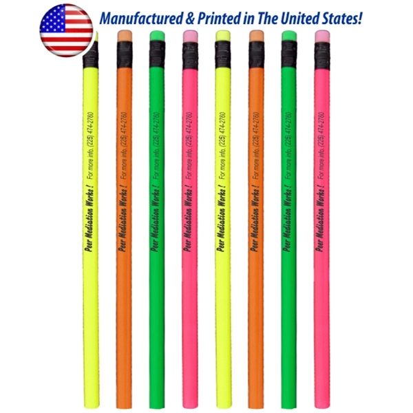 Union Shop Printed Pencils, USA Made Neon Colored