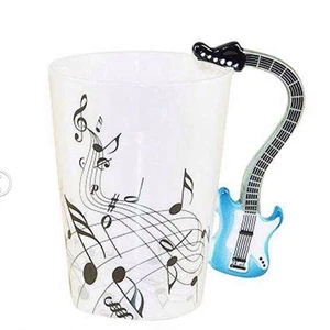 Musical Ceramic Coffee Mug with Guitar Shape Handle