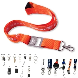 3/4" Polyester Lanyard With Lobster Claw and Bottle Opener