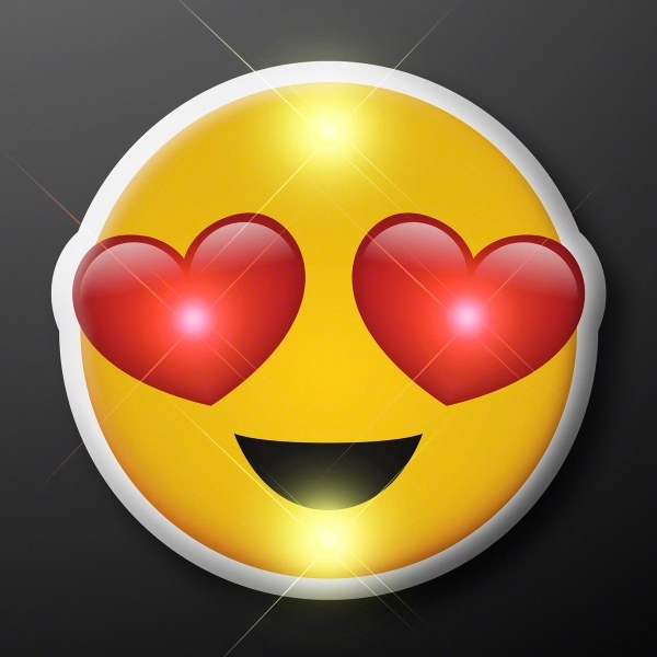Heart Eyes Emoji LED Blinking Pins - Image 1