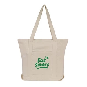 Natural Zippered Canvas Boat Tote