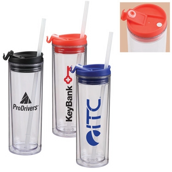14 Oz Acrylic Double Wall Sip Top Tumbler with Straw