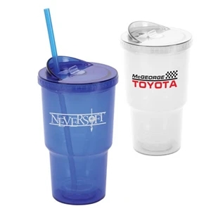 16 Oz Acrylic Double Wall Stadium Cup with Straw