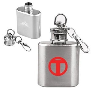 1 OZ Compact Stainless Steel Flask with Key Chain