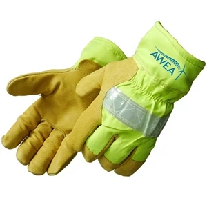 Safety Lime Grain Pigskin Thermo Lined Driver/Work Gloves