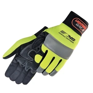 Hi-Vis Simulated Leather Reinforced Palm Mechanic Gloves