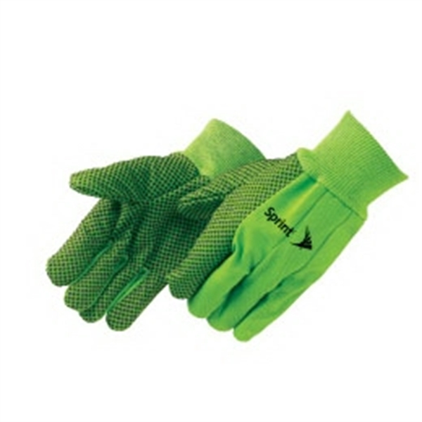 Double Palm Canvas Work Gloves w/ Black PVC Dots
