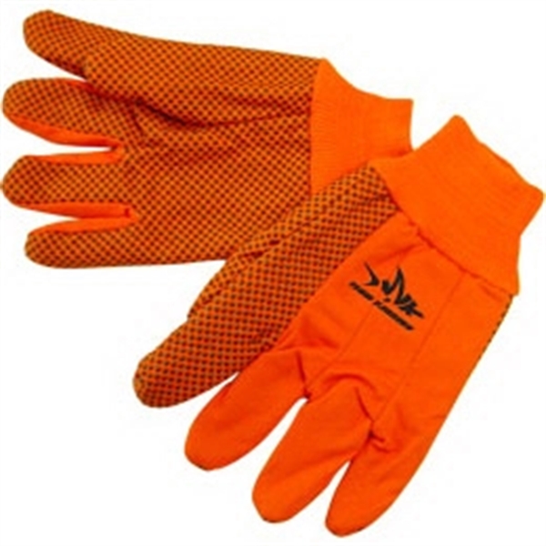 Double Palm Canvas Work Gloves w/ Black PVC Dots