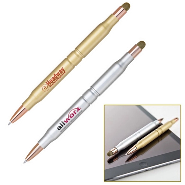 Bullet Shape Ballpoint Pen w/ Fiber Cloth Capacitive Stylus